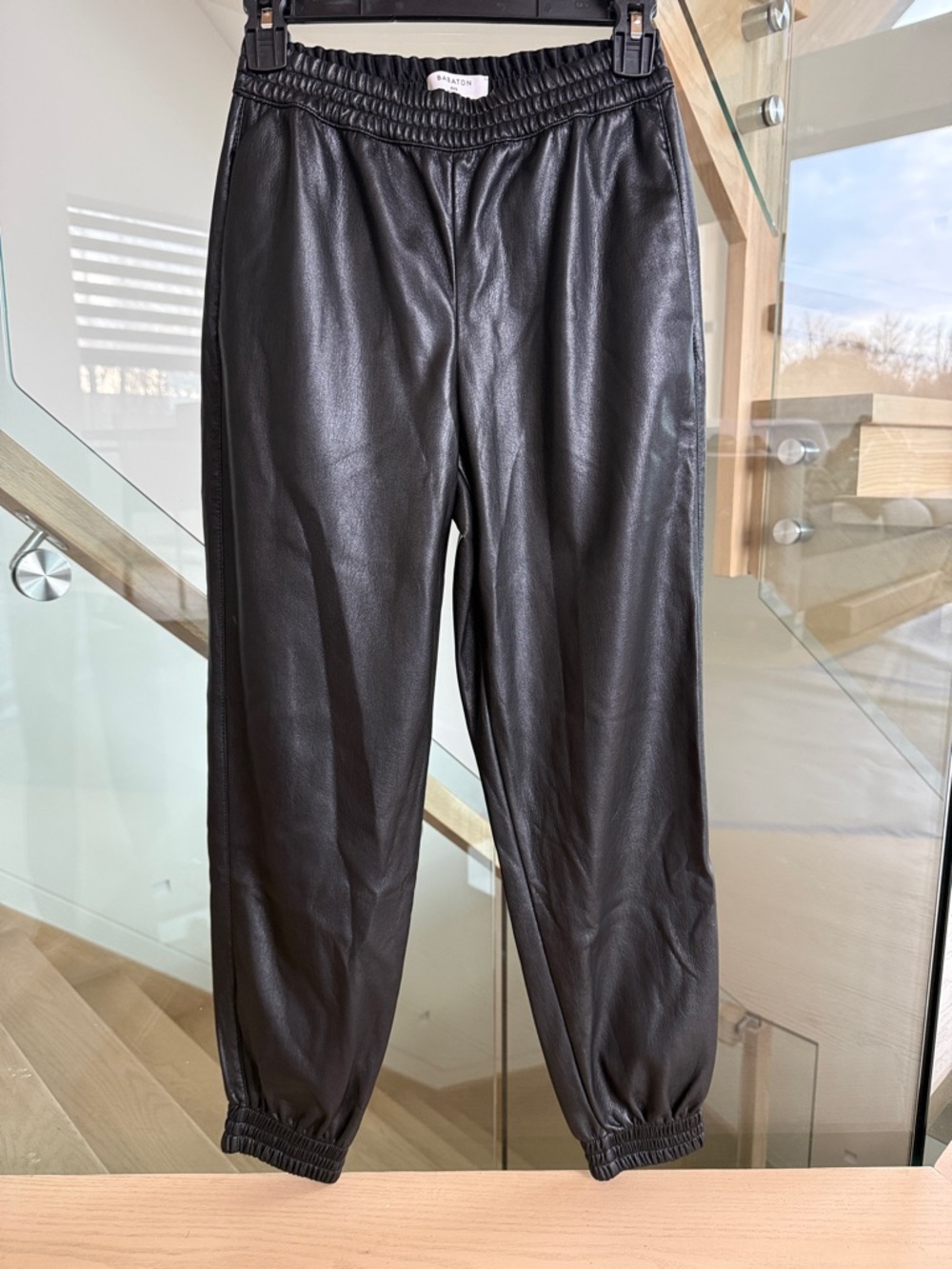 Babaton Black Faux Leather “Joggers”